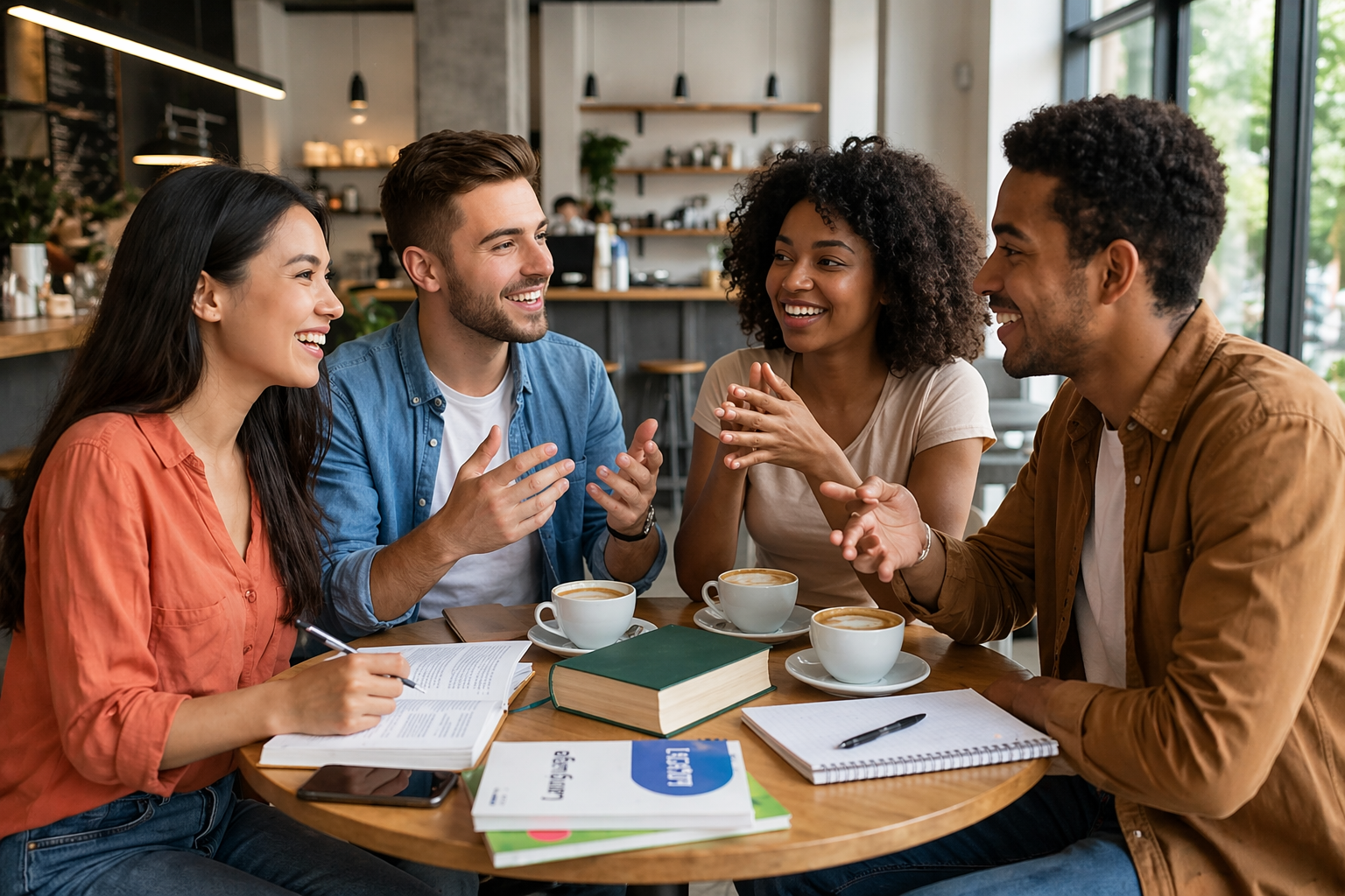 A multilingual group chatting across languages